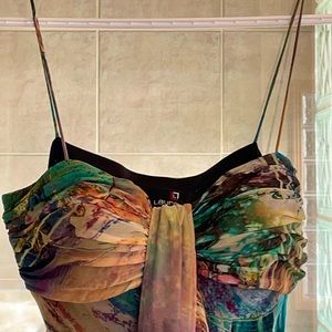 A beautiful array of greens, pale yellow & violet